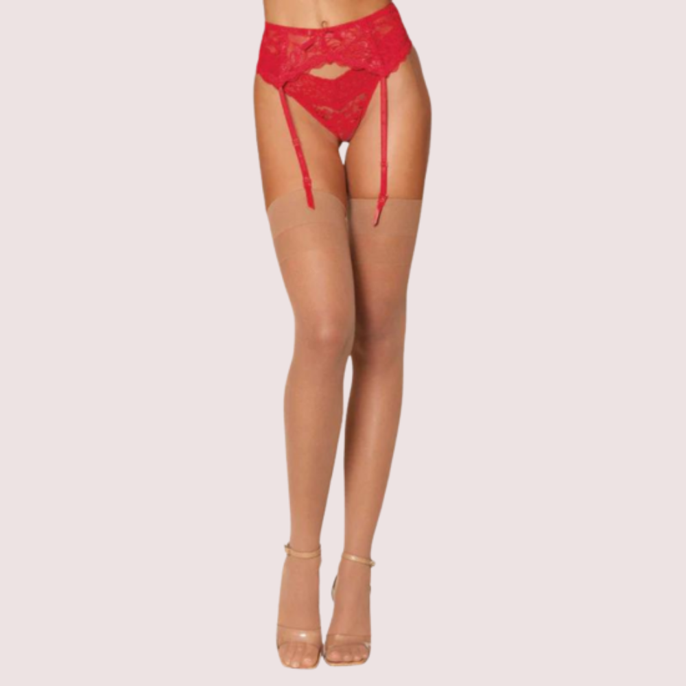 Crimson Glow Lace Garter Belt